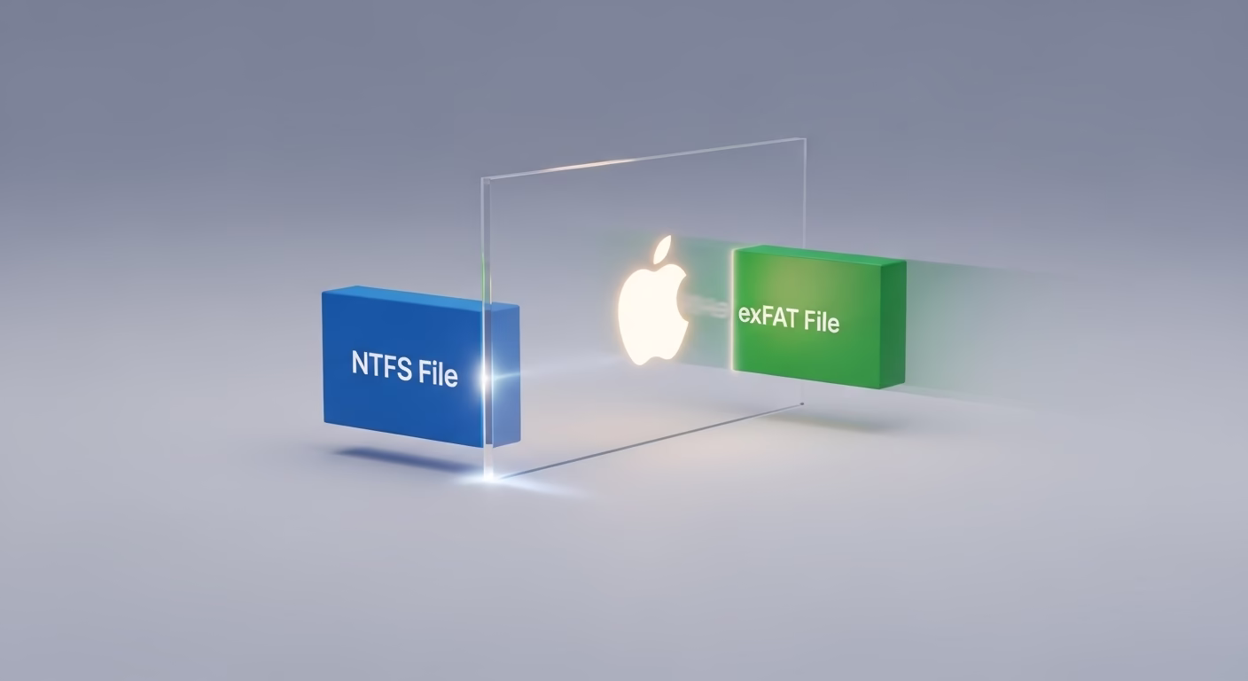 맥북 NTFS 외장하드 인식 실패 (파일 복사 안될 때), 유료 결제 전 3단계 무료 해결법 4 맥OS가 NTFS 파일 시스템의 쓰기를 막는 원리를 도식화한 이미지