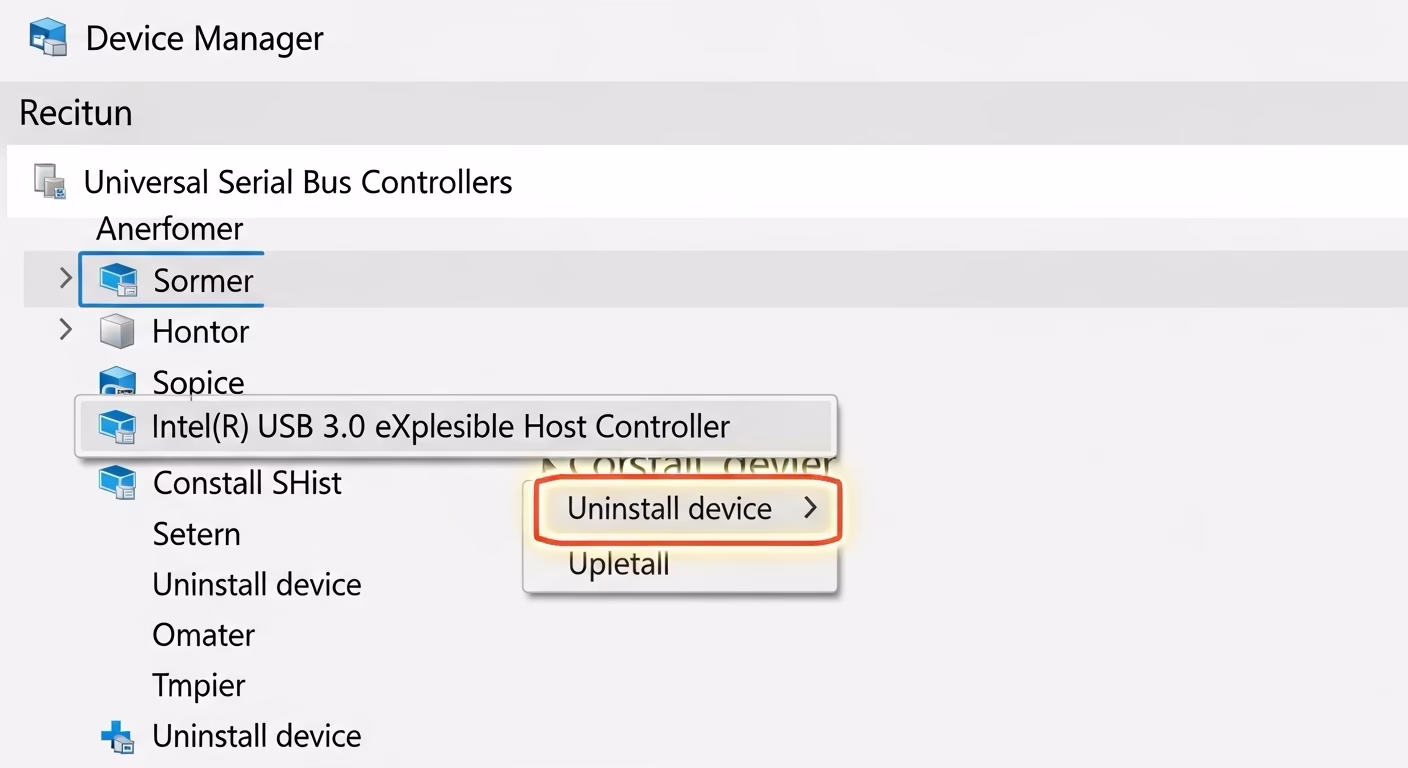윈도우11 업데이트 후 USB 먹통, AS 없이 5분 만에 해결하는 3가지 설정법 6 장치 관리자에서 USB 호스트 컨트롤러를 제거하는 핵심 해결 단계를 보여주는 이미지