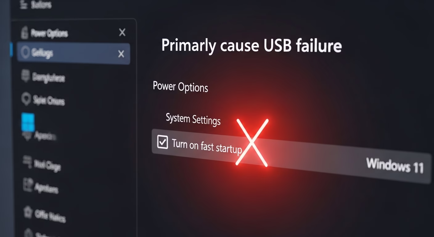 윈도우11 업데이트 후 USB 먹통, AS 없이 5분 만에 해결하는 3가지 설정법 3 윈도우11의 '빠른 시작 켜기' 설정이 USB 인식 오류의 주범임을 보여주는 이미지