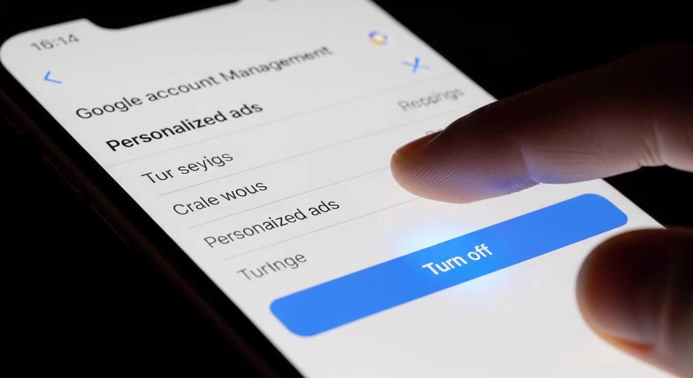 모바일에서 구글 광고 개인 최적화 설정을 끄는 핵심 단계를 보여주는 이미지.