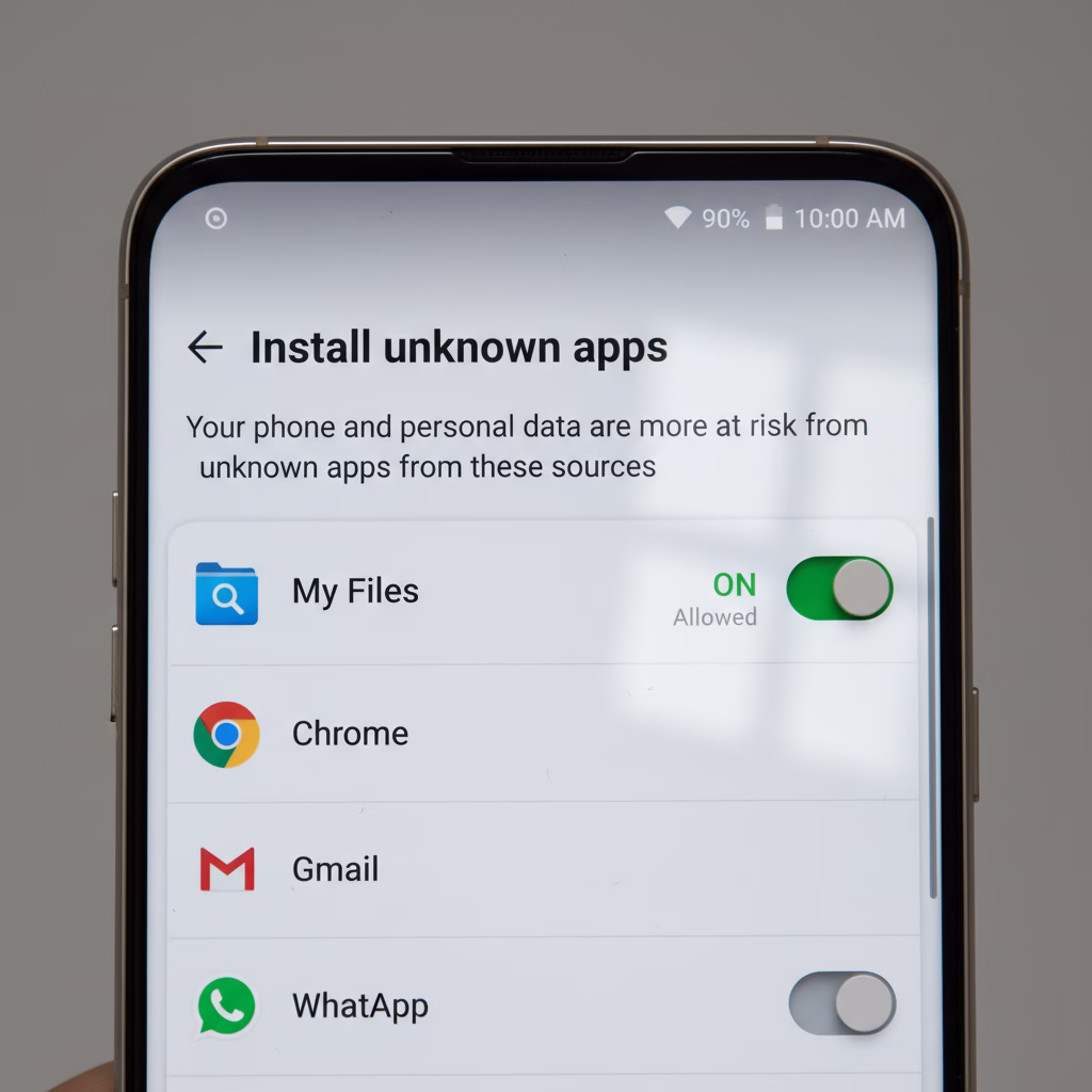 안드로이드 앱 설치 안됨, '다운로드 대기 중'의 진짜 원인과 5단계 해결법 5 안드로이드 설정에서 '출처를 알 수 없는 앱 설치 허용' 옵션 활성화 화면