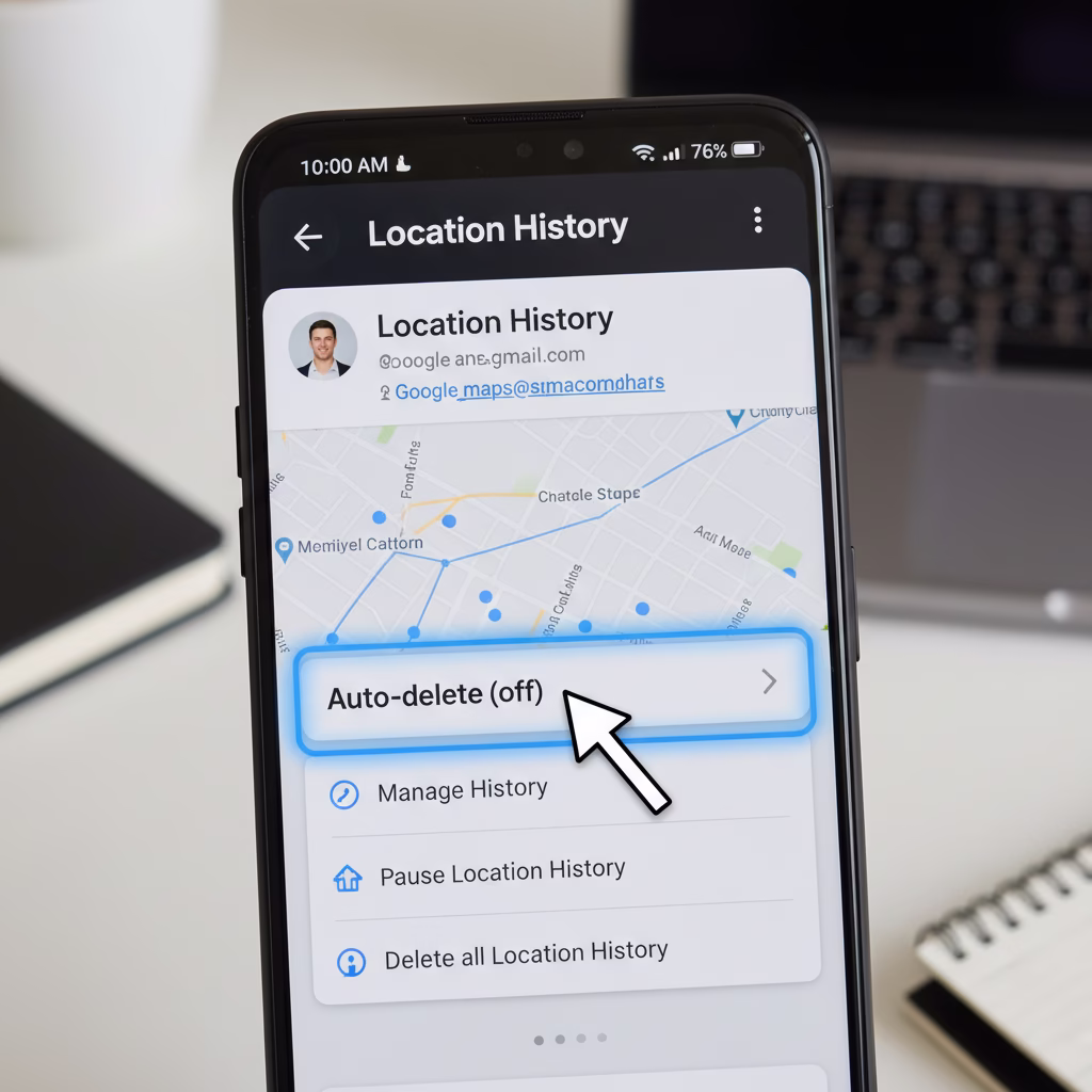 구글 위치 기록 설정 페이지에서 '자동 삭제(사용 안 함)' 옵션을 클릭하여 주기 설정 화면으로 진입하는 스크린샷