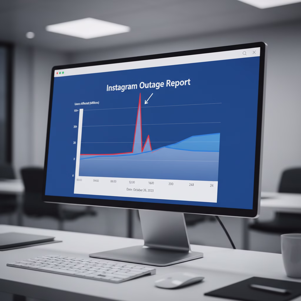 인스타그램 서버 오류 발생 현황 그래프 및 실시간 문제 보고 화면