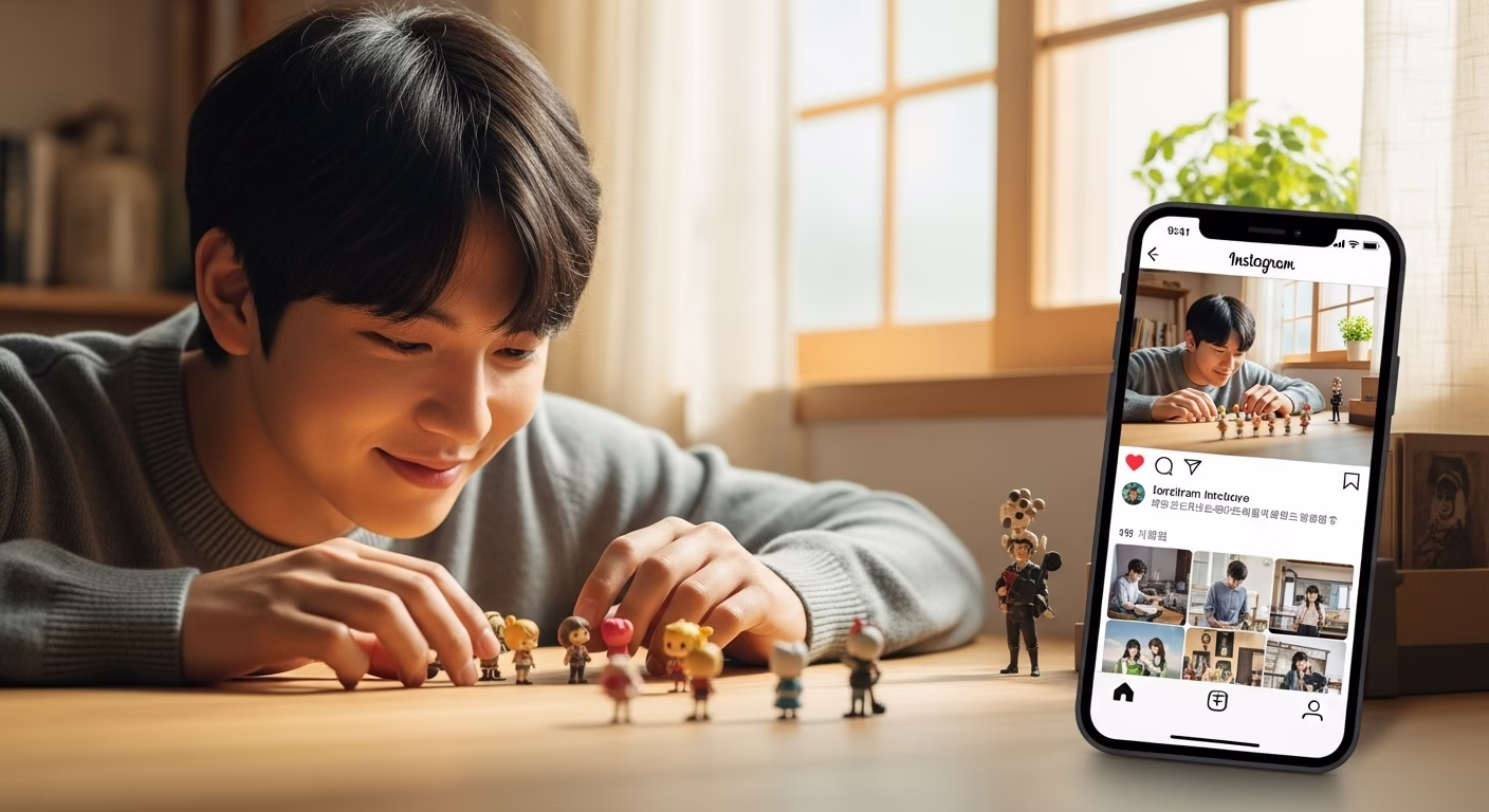 인스타 부계정 지인에게 추천될 때? 진짜 원인과 4단계 완벽 차단법 6 인스타그램 부계정 추천 문제를 해결한 뒤, 자신만의 취미 생활에 몰두하며 편안하게 스마트폰을 사용하는 사람의 모습.