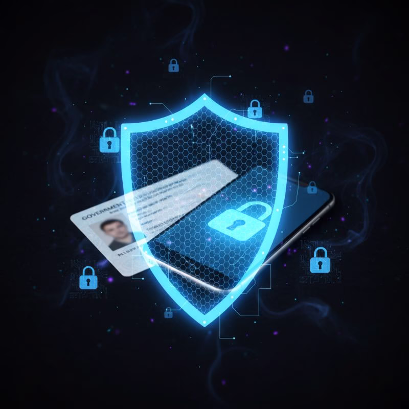 다크웹으로부터 개인정보를 보호하는 디지털 방패와 보안 자물쇠 이미지